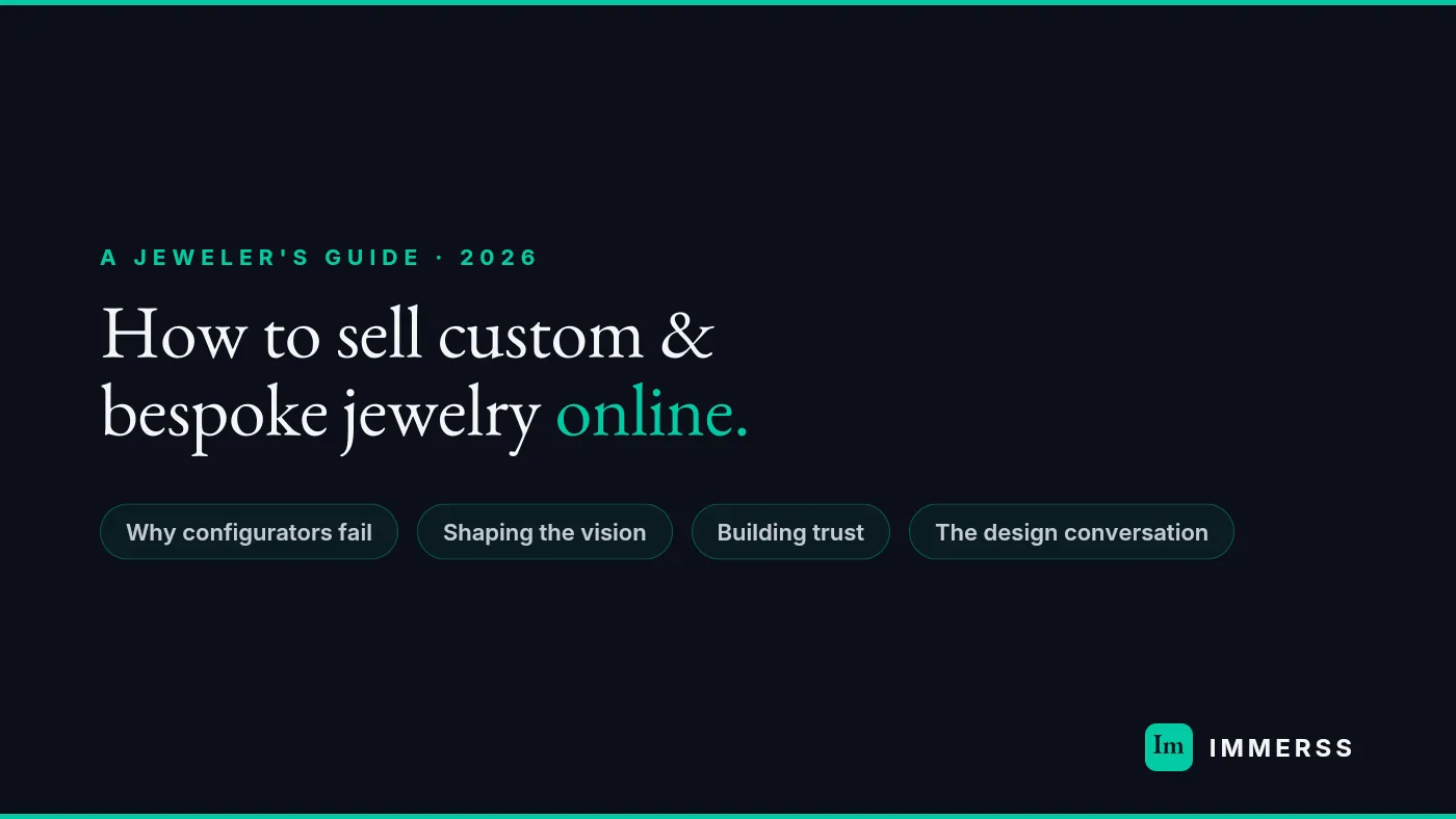 How to sell custom and bespoke jewelry online in 2026 — a jeweler drawing out a client's vision on a one-to-one live video consultation, showing stones and sketches