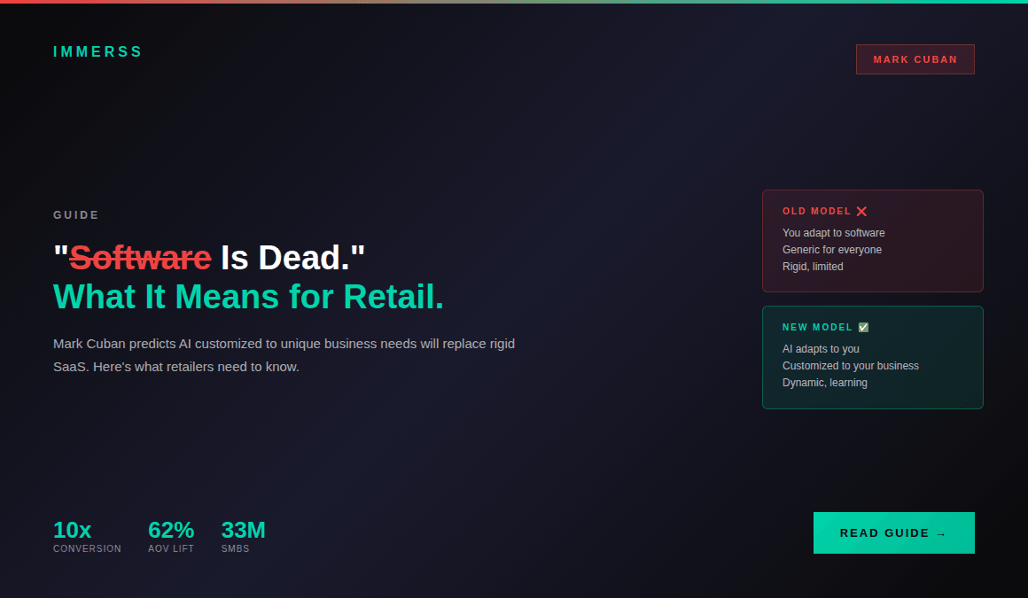 Mark Cuban software is dead prediction and its impact on retail AI customization and e-commerce future