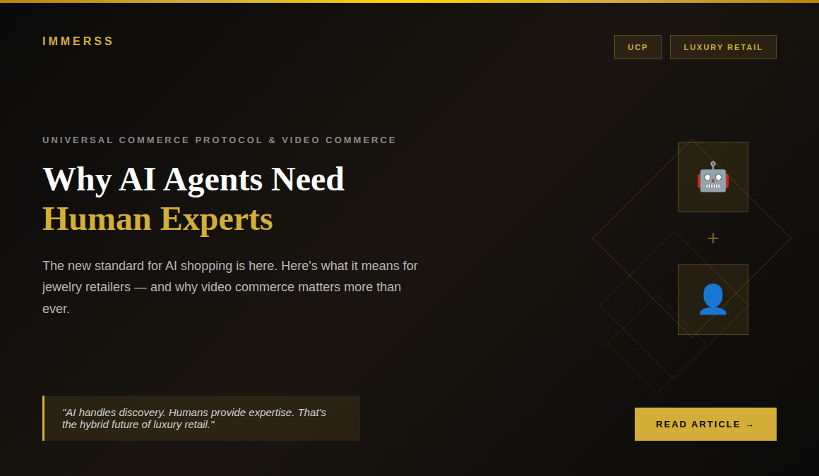 Universal Commerce Protocol UCP explained for luxury jewelry retail with AI agents and human expert video commerce